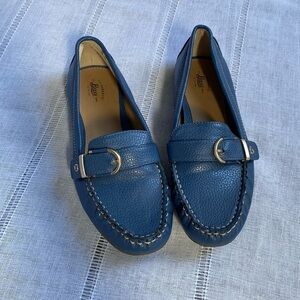 Bass “Betsy” cobalt blue buckled loafers.